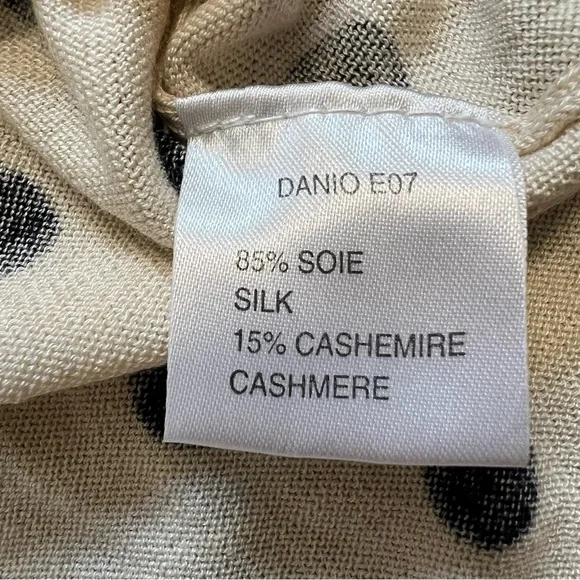 Entracte Vtg Silk Cashmere Polka Dot Crewneck Fitted Button Up Knit Cardigan M - Picture 9 of 16